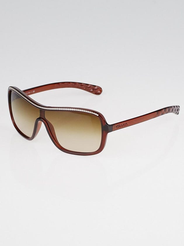 Chanel Brown Oversize Frame Gradient Tint Chain Sunglasses-6043