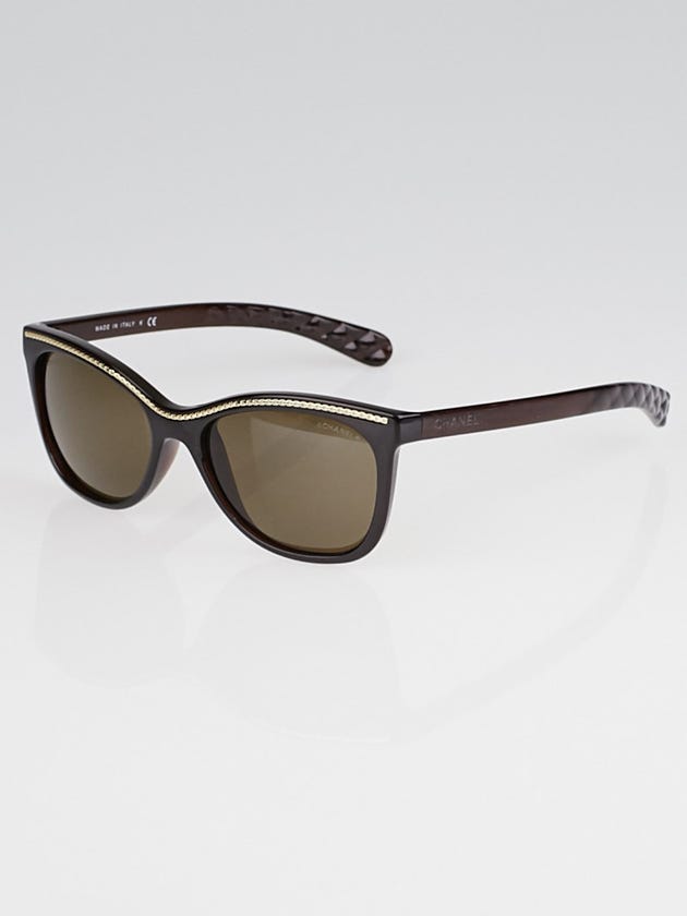 Chanel Brown Frame Cat-Eye Chain Sunglasses-6041