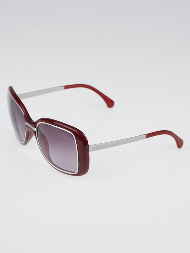 Chanel Dark Red Oversize Plastic Frame Logo Sunglasses-6044