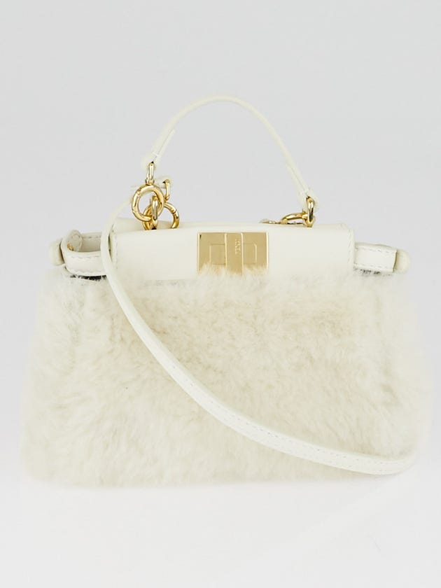 Fendi Milk Shearling Micro Peekaboo Bag 8M0355