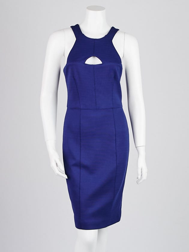 Burberry London Lapis Blue Viscose Blend Paula Cut-Out Dress Size 6
