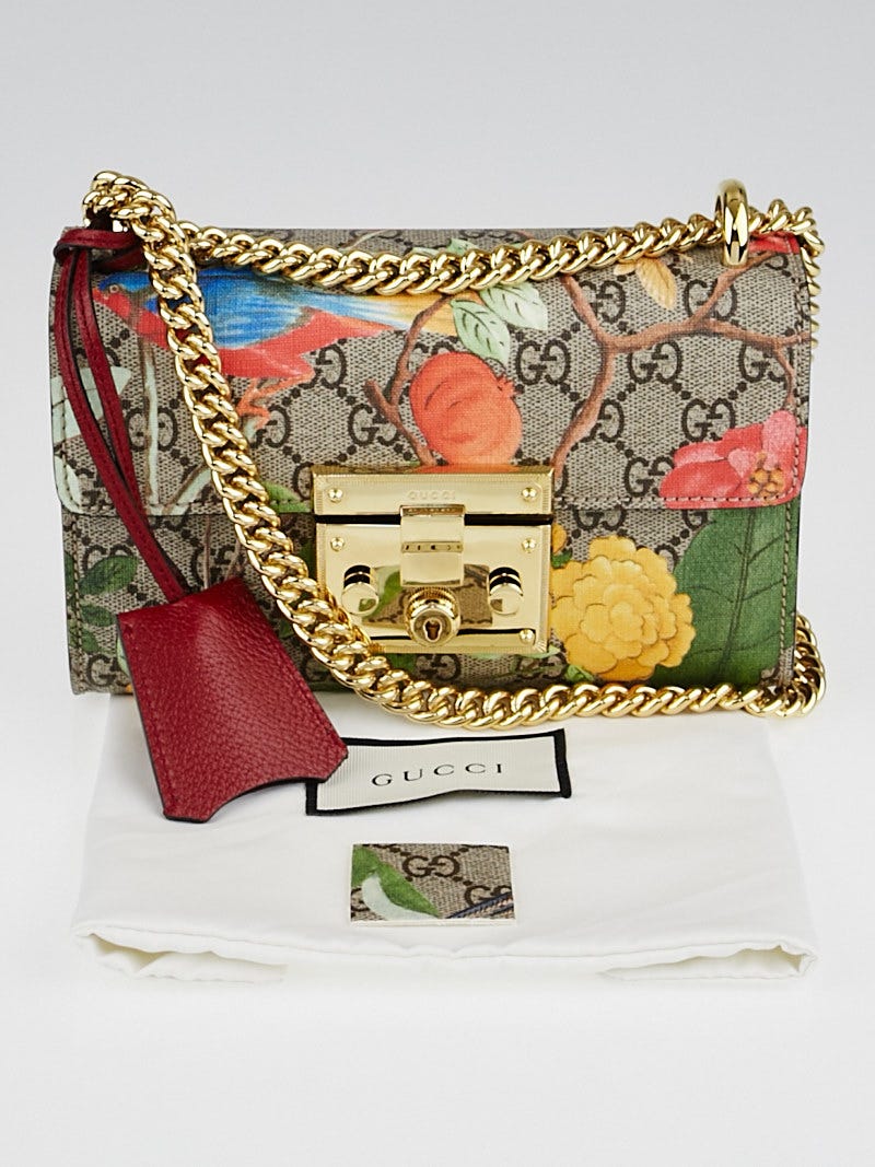 Gucci Beige Multicolore Coated Canvas Tian Padlock Small Shoulder Bag Yoogi s Closet