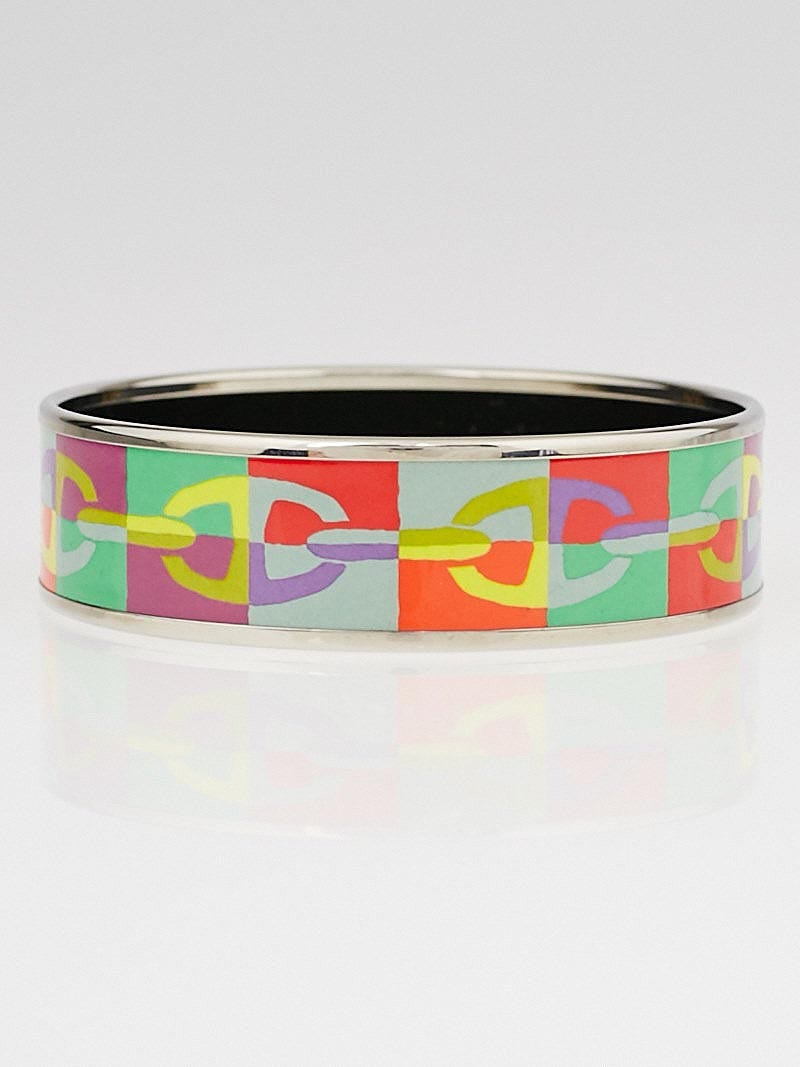 Hermes Multicolore Optique Chaine d'Ancre Printed Enamel Palladium Wide  Bangle Bracelet Size 65 | Yoogi's Closet