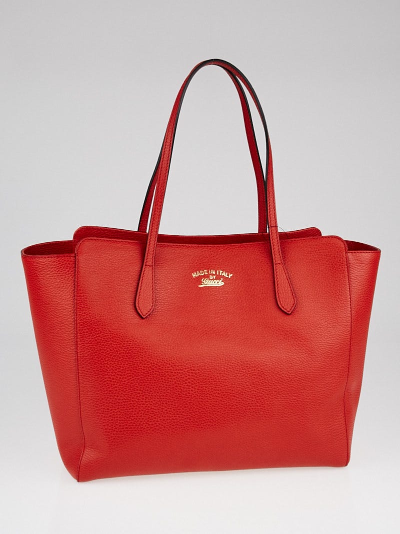 Gucci Red Pebbled Leather Medium Swing Tote Bag Yoogi s Closet