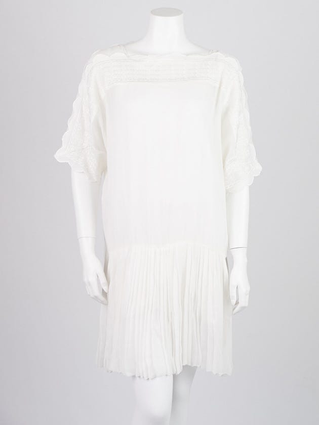 Isabel Marant Etoile White Embroidered Viscose Georgette Aude Dress Size 6/38
