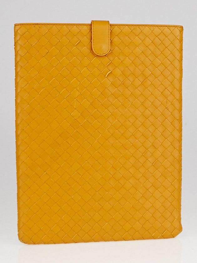 Bottega Veneta Persimmon Intrecciato Woven Nappa Leather iPad Case