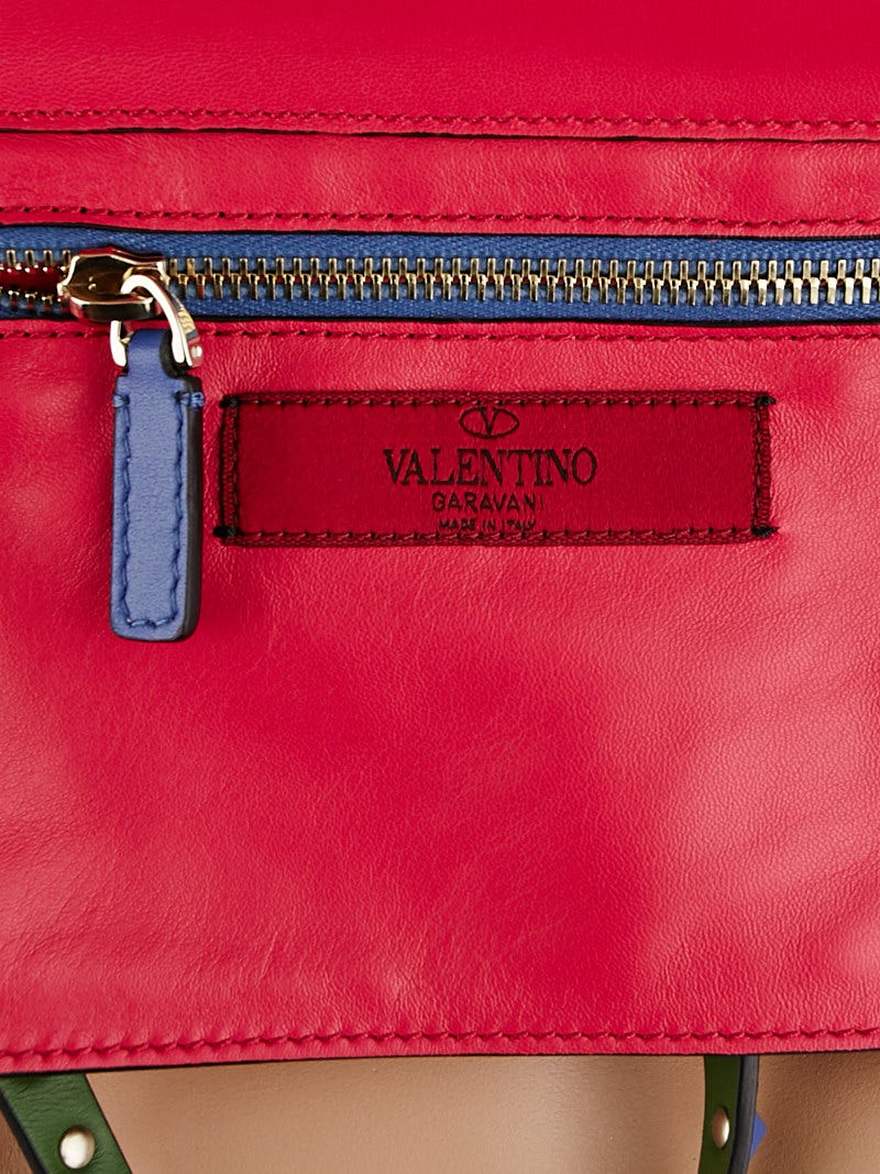 小物 VALENTINO Valentino Multicolore Leather Small Rockstud Trapeze Tote