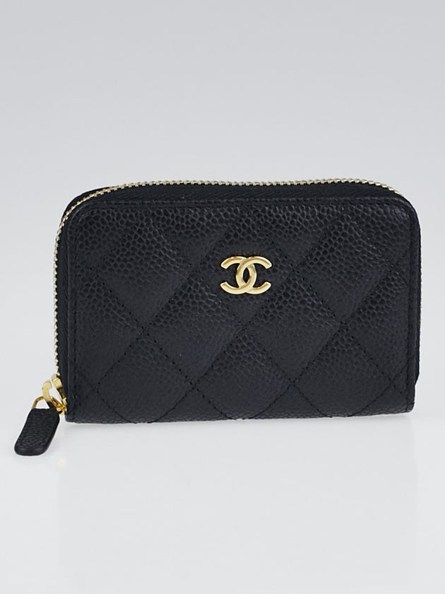 Chanel Black Quilted Caviar Leather O-Zip Coin Purse