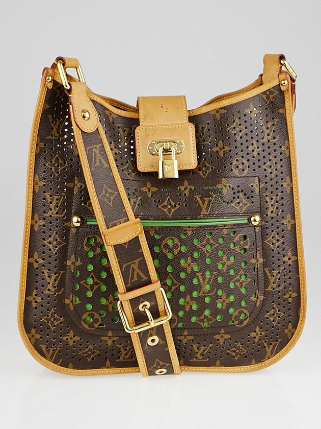 Louis Vuitton Limited Edition Green Monogram Perforated Musette Bag