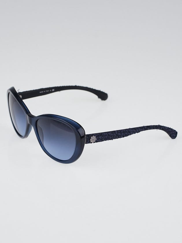 Chanel Blue Acetate Frame and Tweed Sunglasses-5241