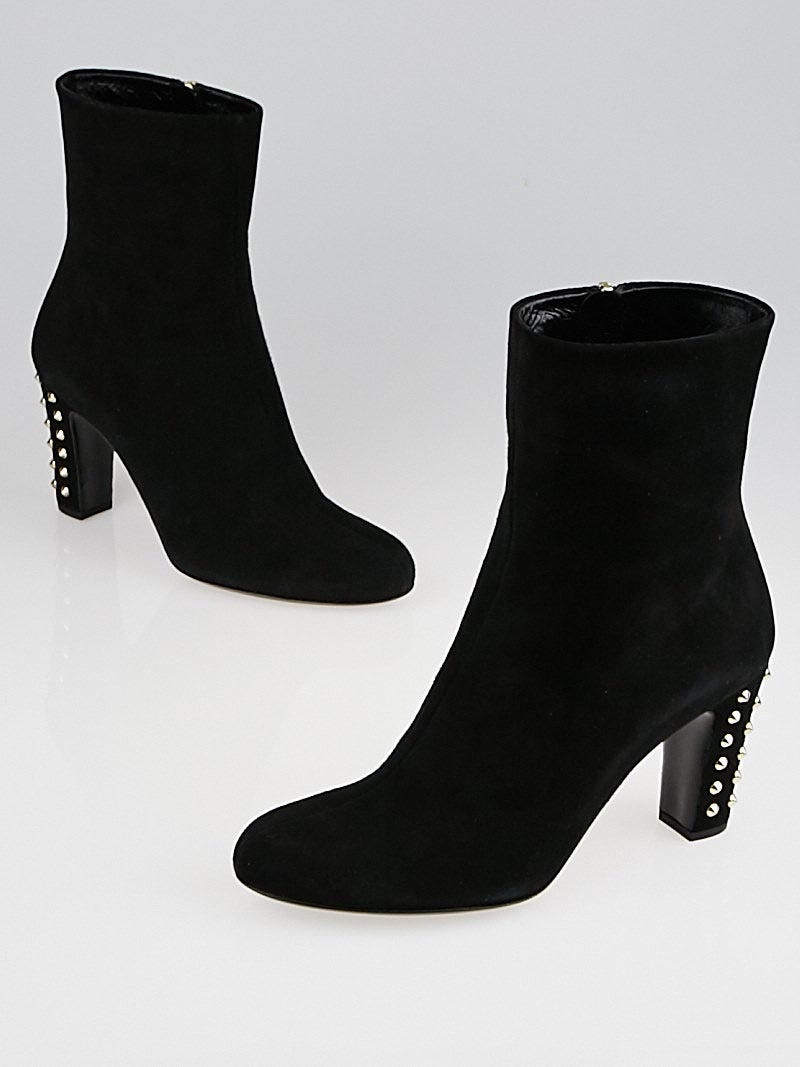 Gucci Black Suede Studded Heel Jacquelyne Ankle Boots Size 9 39.5 Yoogi s Closet