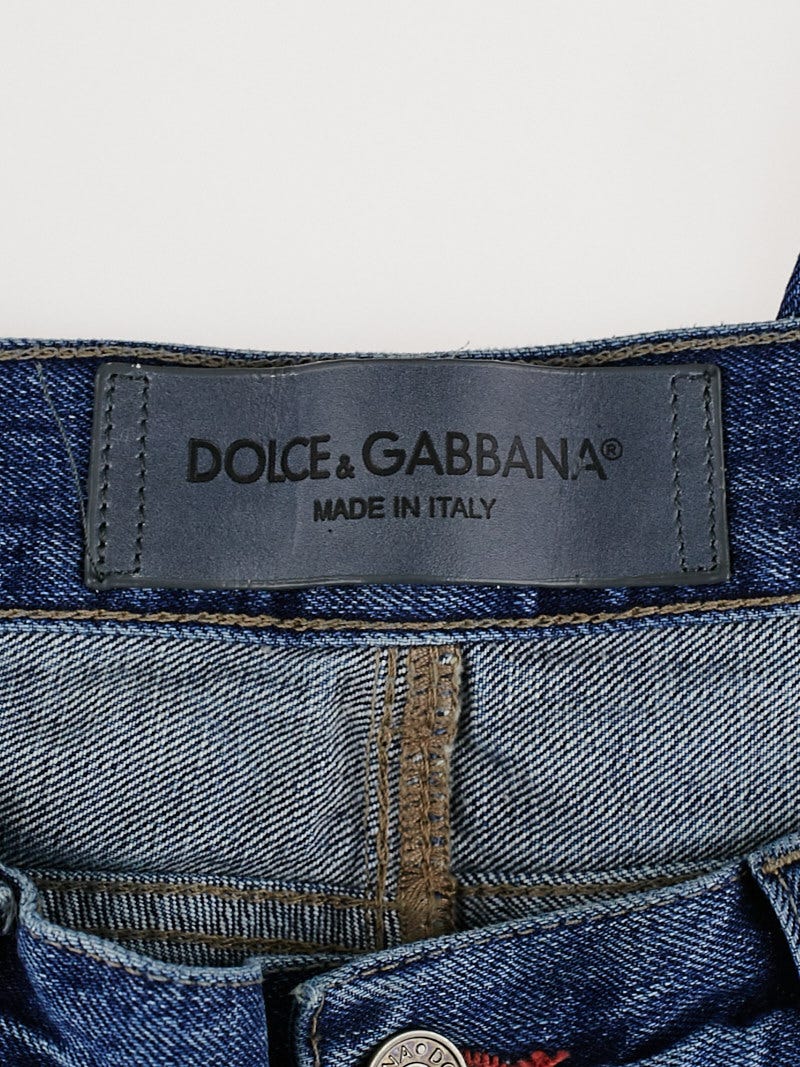 Jeans DOLCE & GABBANA Skinny Brodé Carte à Jouer - Taille XS/IT38 - Neuf Avec étiquette