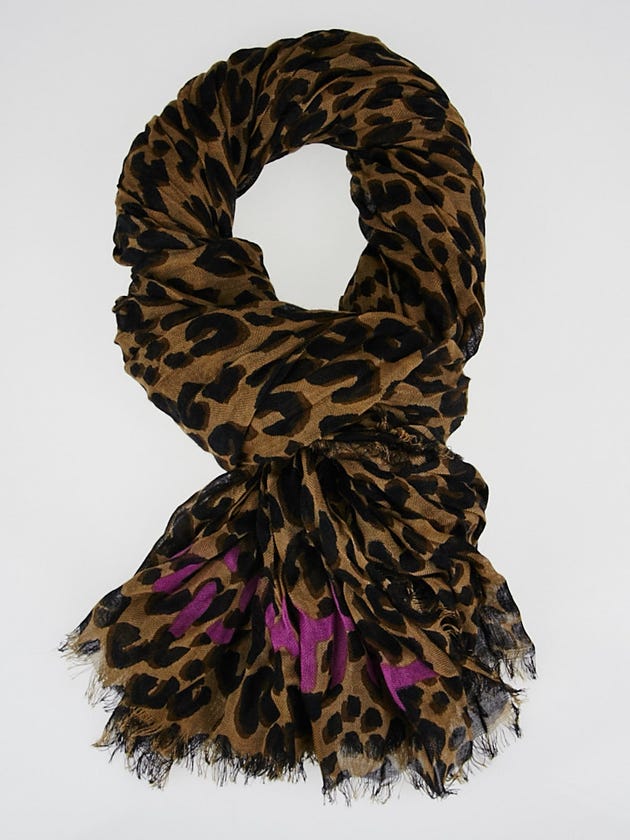 Louis Vuitton Brown Cashmere/Silk Stephen Sprouse Leopard Stole Scarf
