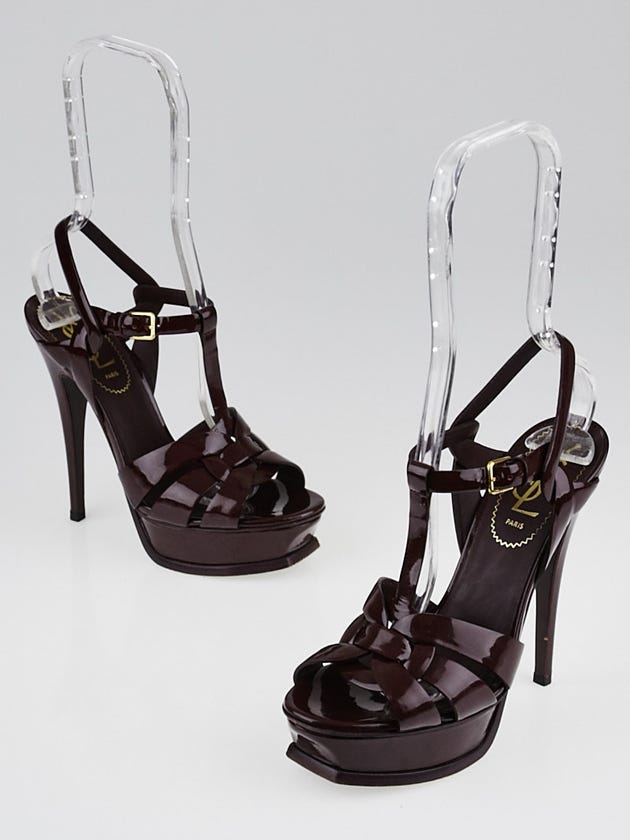 Yves Saint Laurent Amarena Patent Leather Tribute 105 Sandals Size 5.5/36