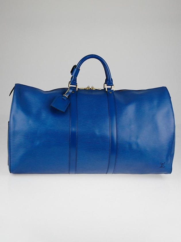 Louis Vuitton Toledo Blue Epi Leather Keepall 55 Bag