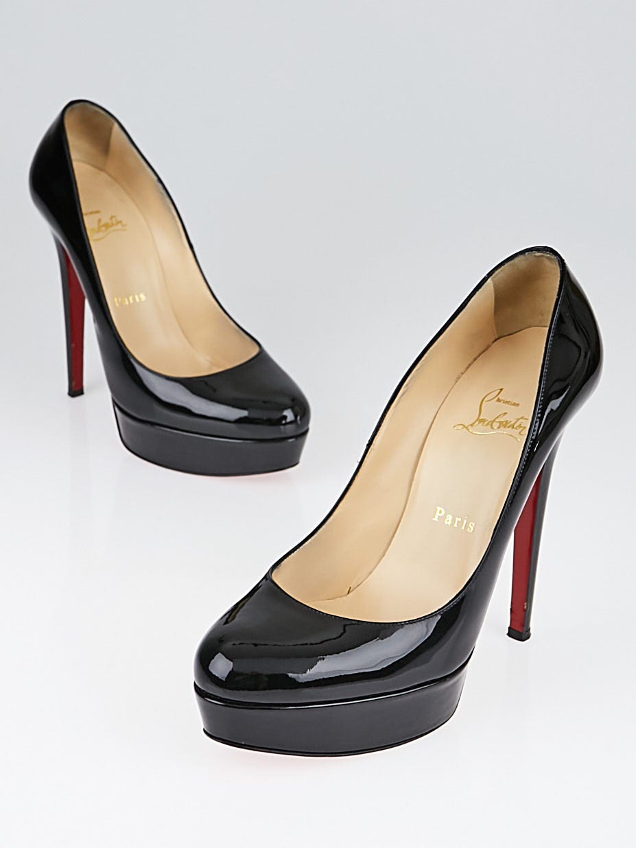 Christian Louboutin Black Patent Leather Bianca 140 Pumps Size 7.5/38
