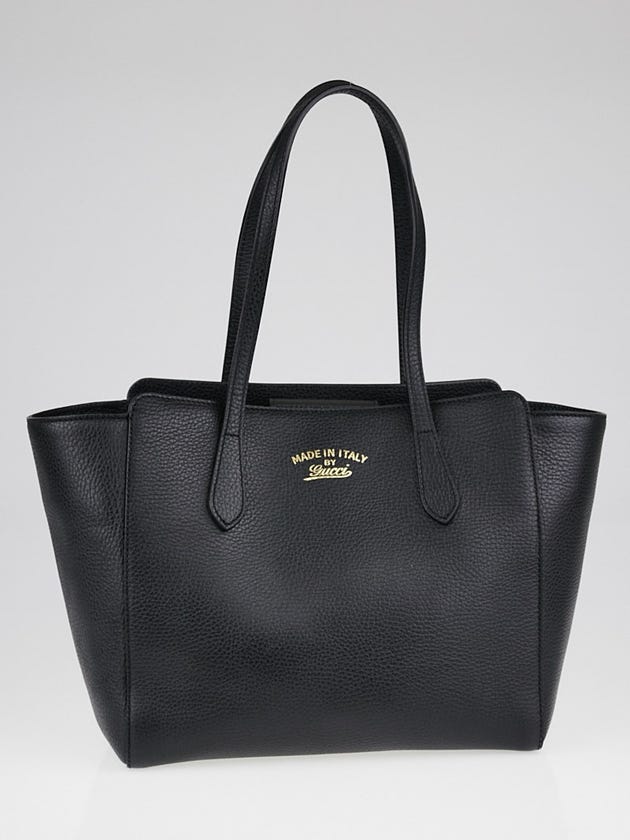 Gucci Black Pebbled Leather Small Swing Tote Bag