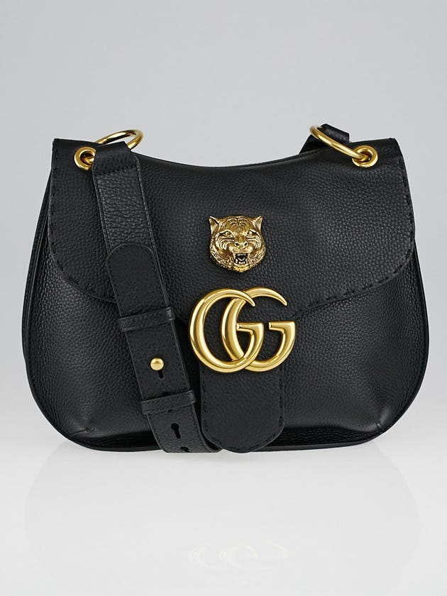 Gucci Black Leather GG Marmont Shoulder Bag