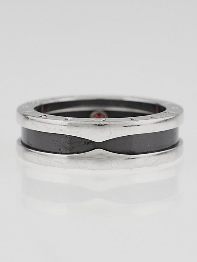 Bvlgari Sterling Silver and Ceramic B.Zero1 Save The Children Ring Size 8.25/58