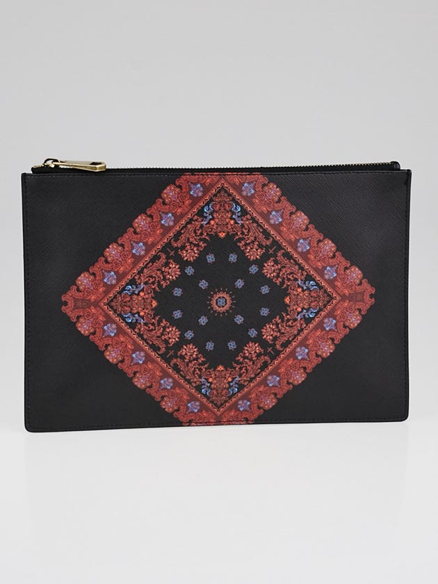 Givenchy Black/Red Textured Fabric Iconic Clutch Bag