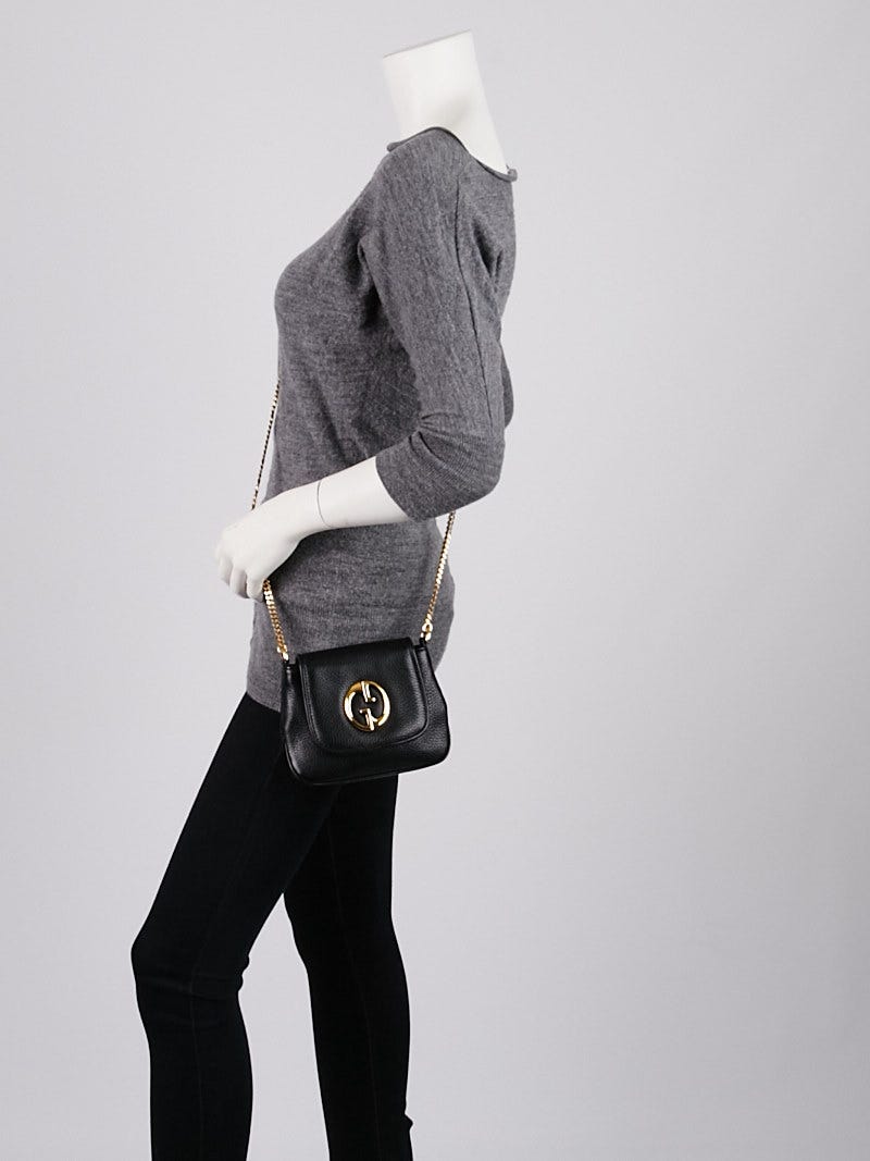 特売 Pebbled Black Gucci Leather Bag Shoulder Chain Small '1973' バッグ