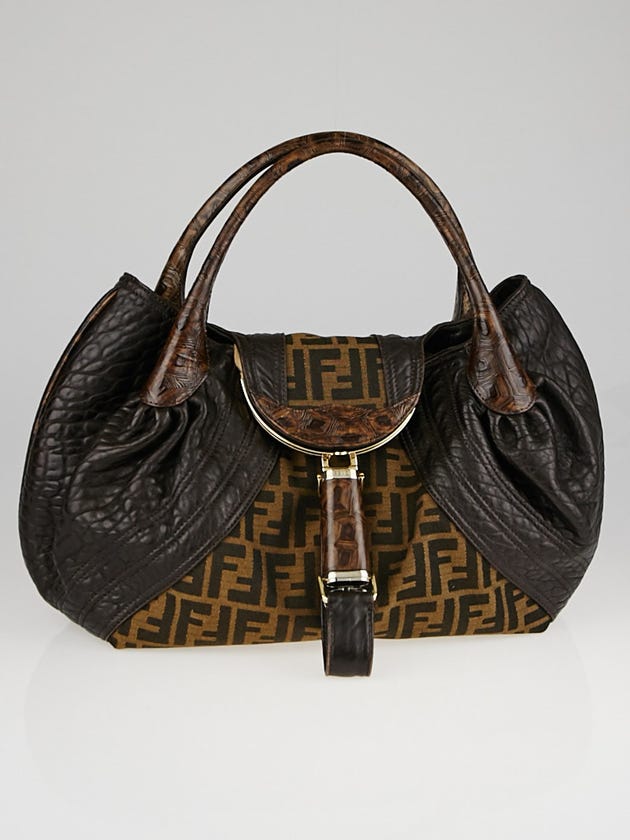Fendi Tobacco Zucca Print Canvas and Tortuga Spy Bag 8BR511