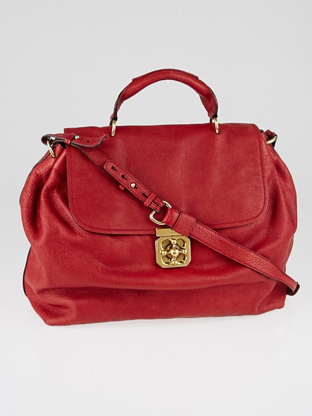 Chloe Red Leather Large Elsie Satchel Bag