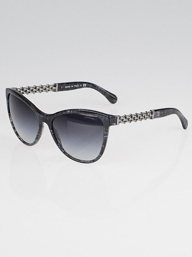 Chanel Black/Blue Plaid Acetate Frame Chain Sunglasses-5326