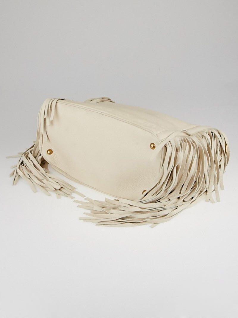 Prada Talco Cervo Leather Fringe Hobo Bag BR4975 | Yoogi's