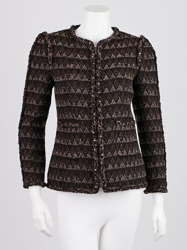 Chanel Brown Wool Blend Tweed Paris-Dallas Jacket Size 6/38