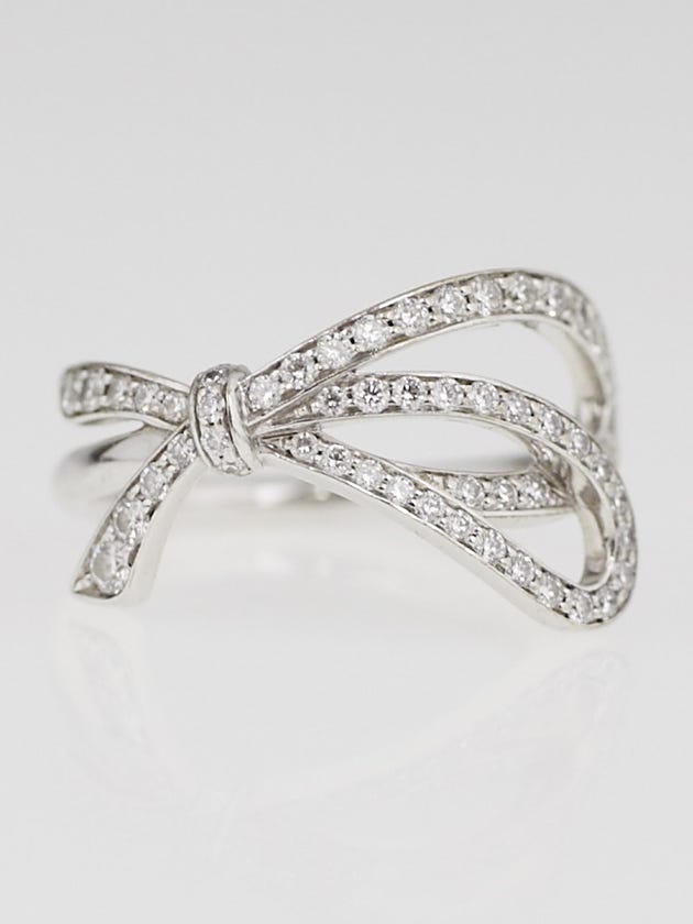 Tiffany & Co. 18k White Gold and Diamond Tiffany Bow Ring Size 4.5
