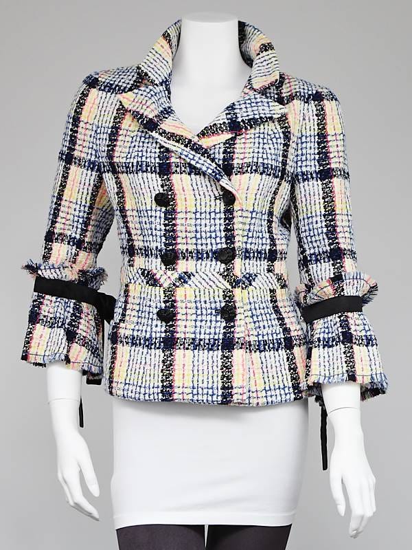 Chanel Off-White Multicolor Tweed Jacket Size 8/40