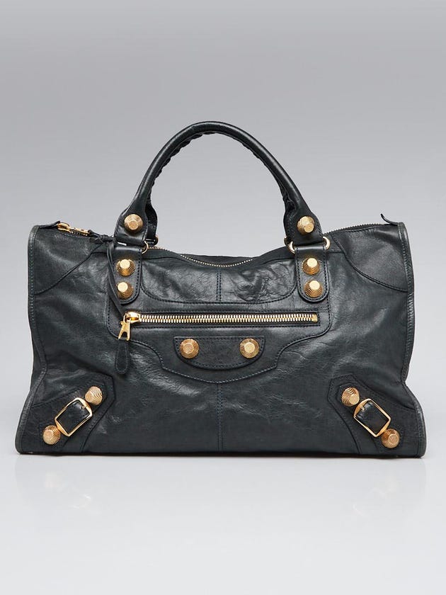 Balenciaga Anthracite Lambskin Leather Giant 21 Gold Work Bag