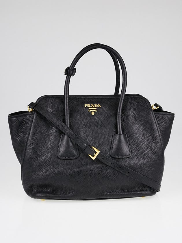 Prada Black Vitello Daino Leather Top Handle Tote Bag BN2655