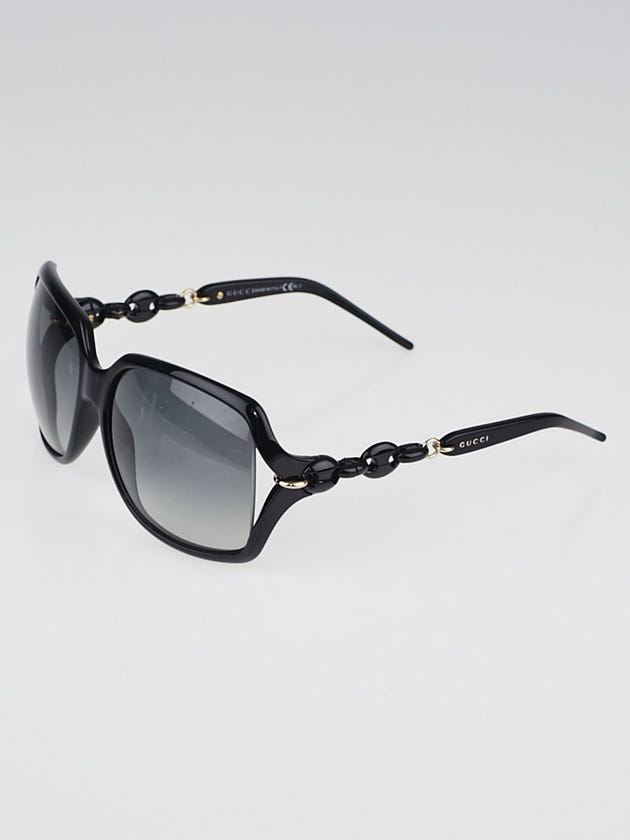 Gucci Black Frame Gradient Tint Oversized Chain Sunglasses-3584/S