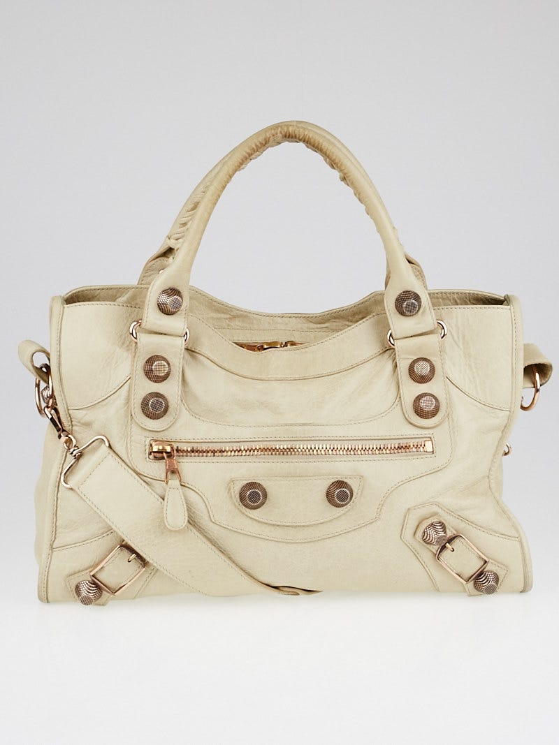 Balenciaga Praline Lambskin Leather Giant 21 Rose Gold Motorcycle
