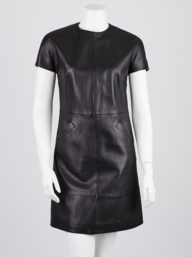 Balenciaga Black Lambskin Leather Dress Size 4/36