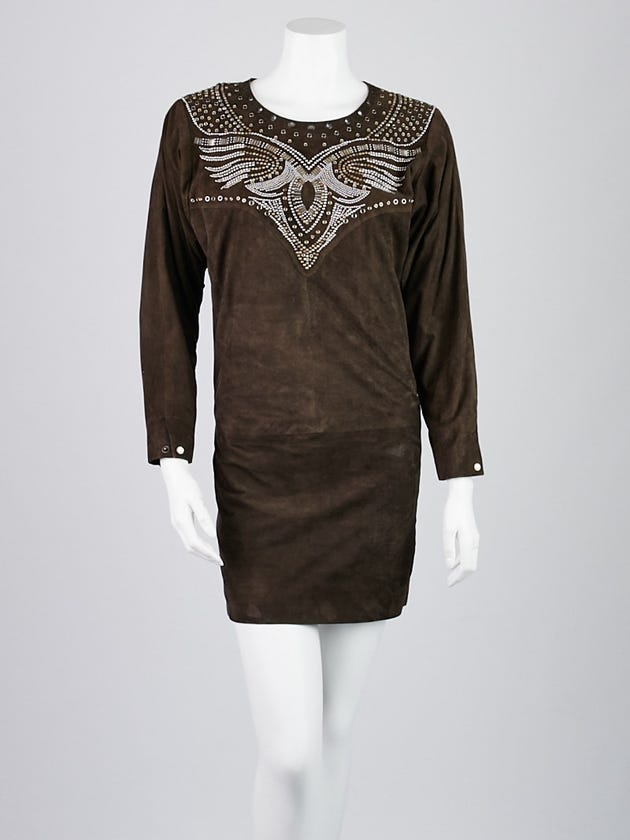 Isabel Marant Green Studded Suede Omaha Dress Size 4/36 | Yoogi's Closet Isabel Marant Green Studded Suede Omaha Dress Size 4/36 | Yoogi's Closet