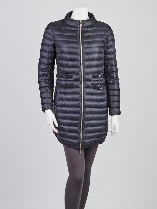 Moncler Navy Blue Quilted Nylon Aubry Down Coat Size 1/S