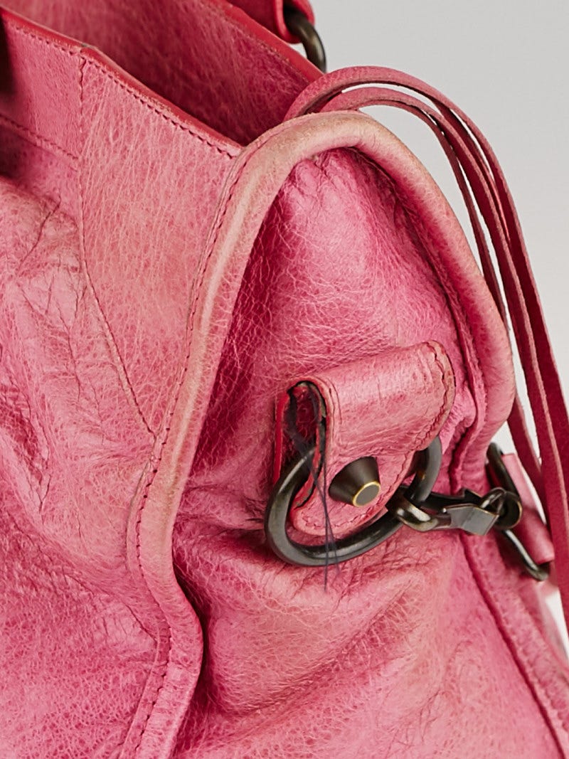 Balenciaga Sorbet Lambskin Leather Motorcycle City Bag