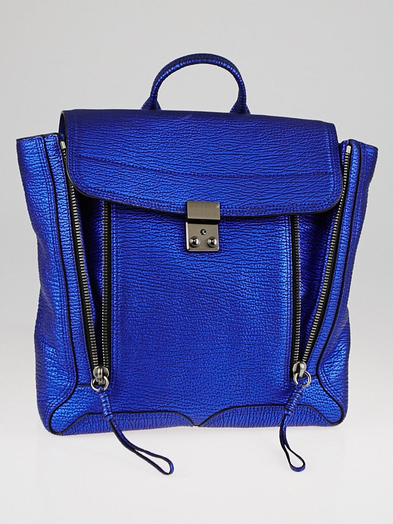 3.1 Phillip Lim Electric Blue Shark Embossed Leather Pashli Backpack Bag |  Yoogi's Closet