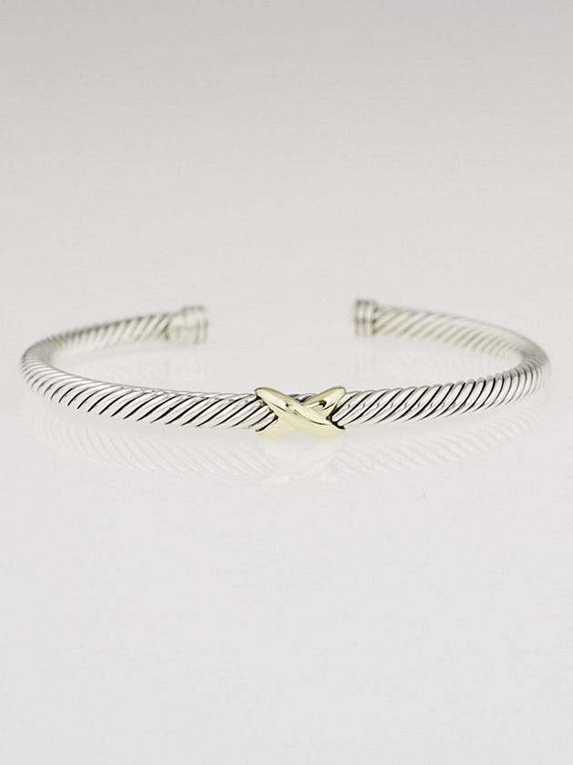 David Yurman 4mm Sterling Silver and 18k Gold Cable Crossover X Bracelet