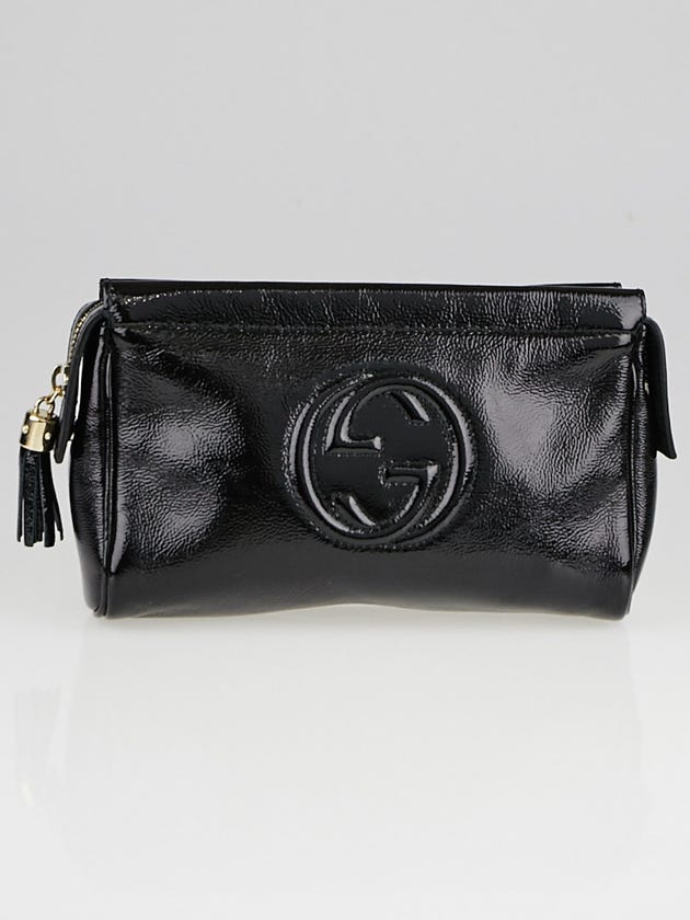 Gucci Black Patent Leather Soho Cosmetic Case