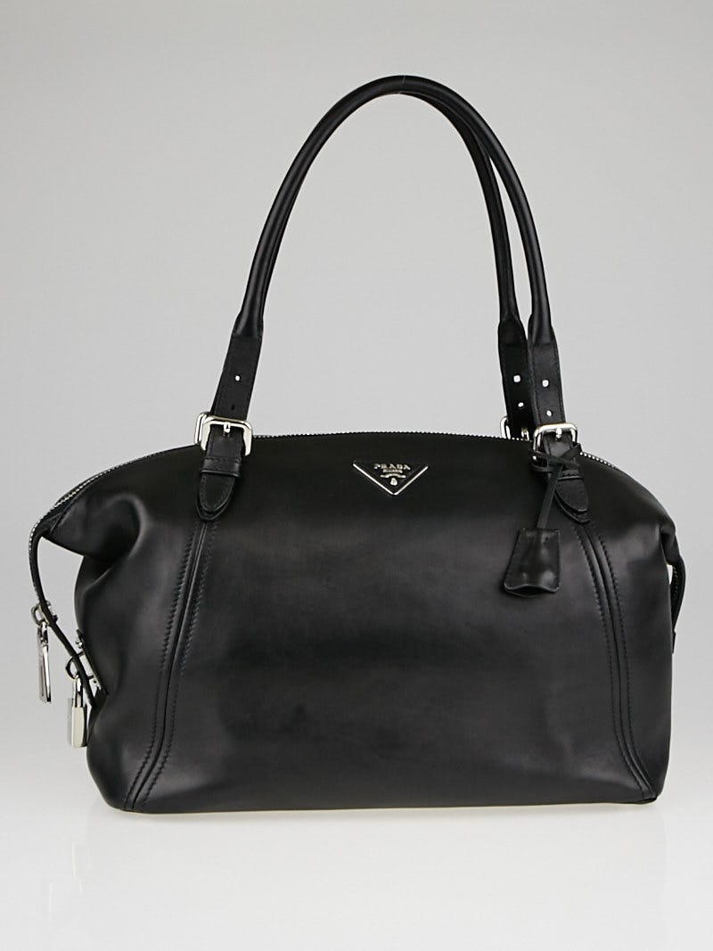 Prada Black Soft Calf Leather Satchel Bag BR4998 | Yoogi's Closet