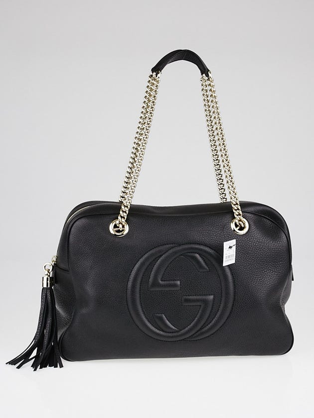 Gucci Black Pebbled Leather Soho Chain Large Shoulder Bag