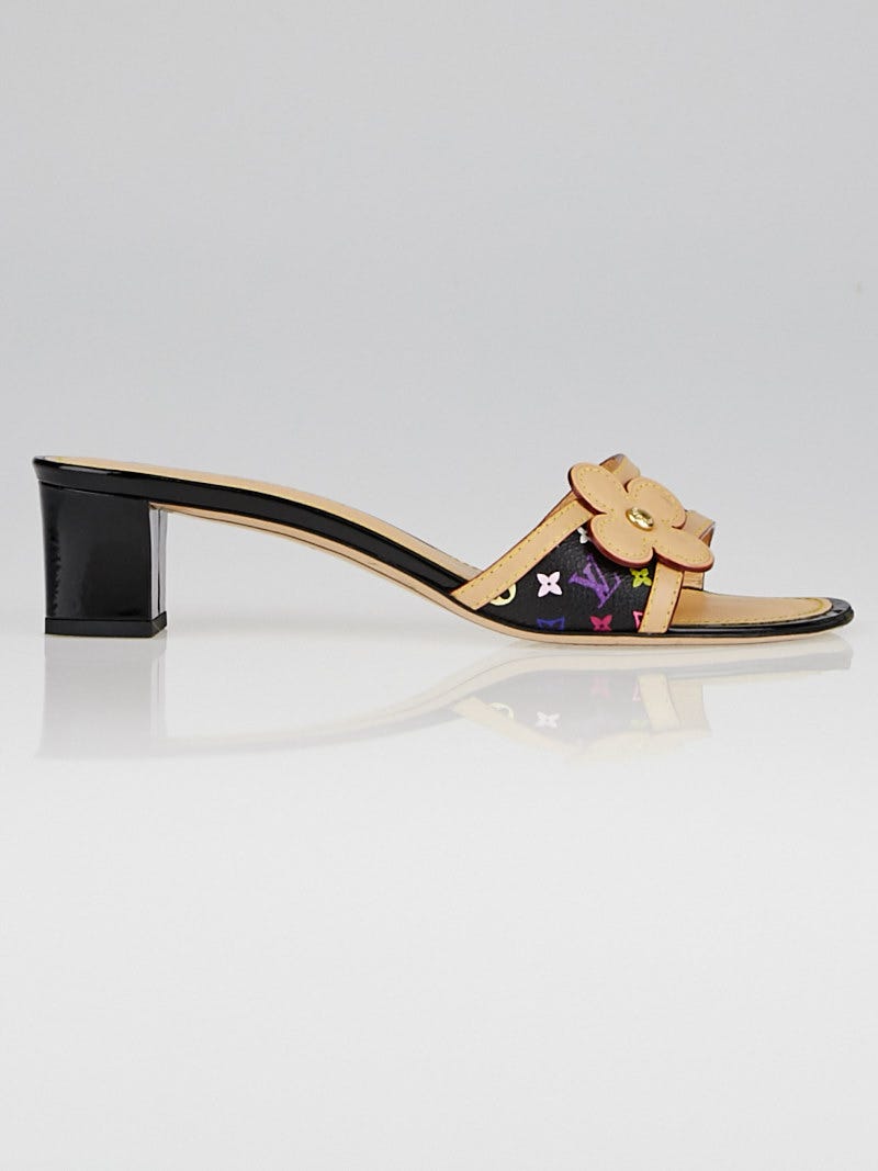 Louis Vuitton Black Monogram Multicolore Slide Sandals Size