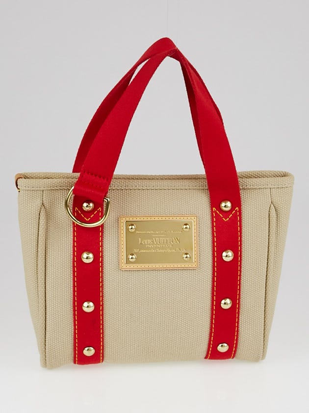 Louis Vuitton Limited Edition Beige/Red Toile Canvas Antiguas Cabas PM Bag