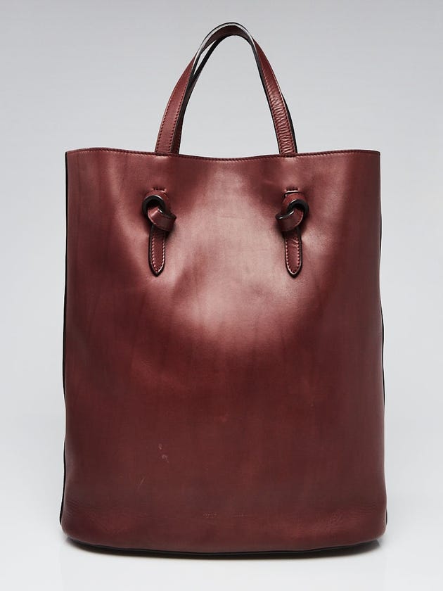 Celine Burgundy Natural Calfskin Leather Tie Shopping Tote Bag