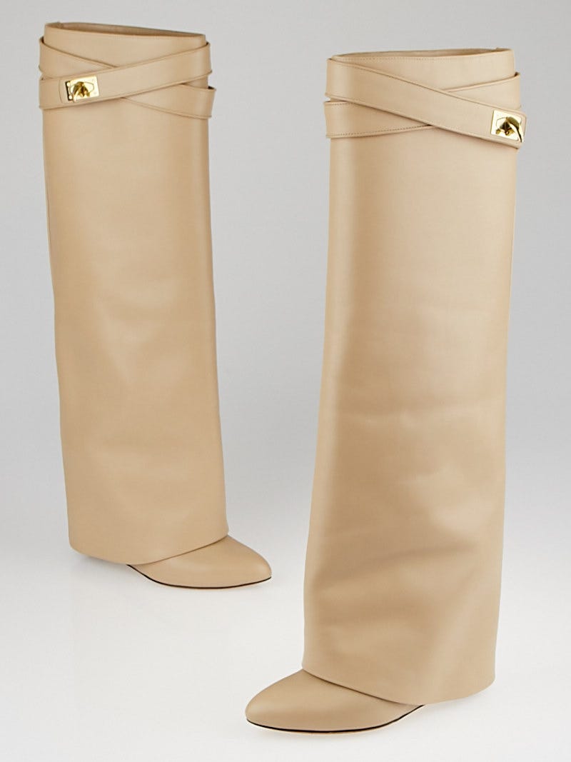 Givenchy Camel Calf Leather Shark Lock Tall Boots Size 9/ - Yoogi's  Closet