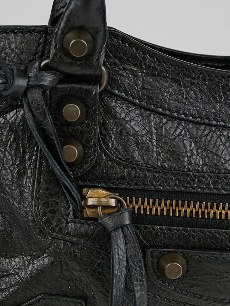 Balenciaga Black Lambskin Leather Motorcycle Mini City Bag